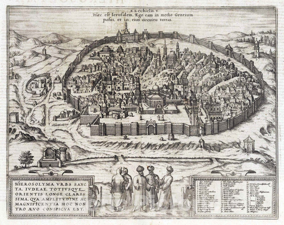 Historic Map : Jerusalem (Israel), 1575 Vol II (54) Hierosolyma (Jerusalem). , Vintage Wall Art