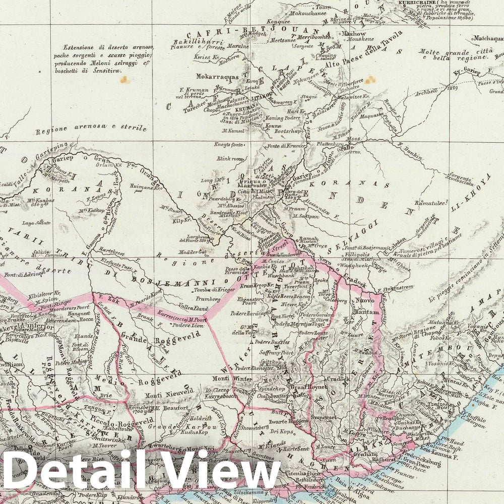 Historic Map : South Africa , Cape Town (South Africa), Province Africa) 1847 Colonia del Capo di Buonasperanza. , Vintage Wall Art