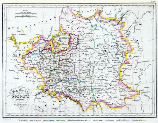 Historic Map : Lithuania; Poland, 1837 Carte historique de la Pologne. , Vintage Wall Art