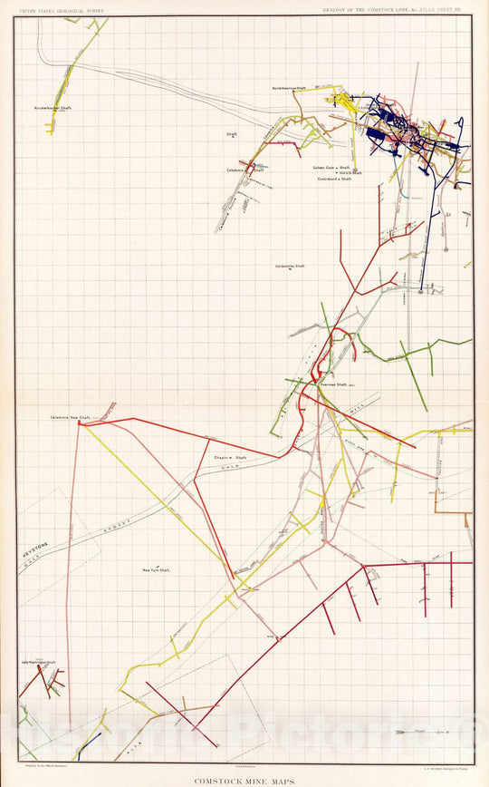 Historic Map : Geologic Atlas - 1882 Comstock Mine Maps. Number VII. - Vintage Wall Art