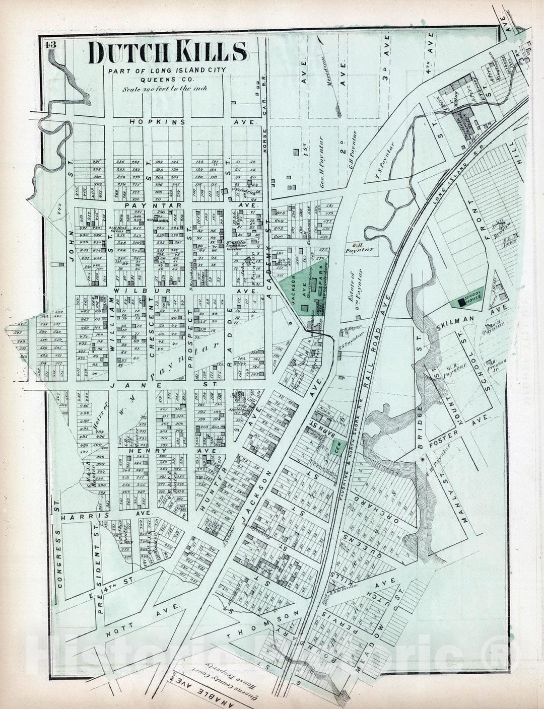 Historic Map : 1873 Dutch Kills, Part of Long Island City. Long Island. - Vintage Wall Art