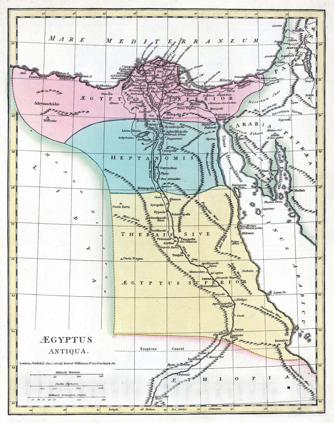 Historic Map : Egypt, 1819 Aegyptus Antiqua. (Egypt). , Vintage Wall Art