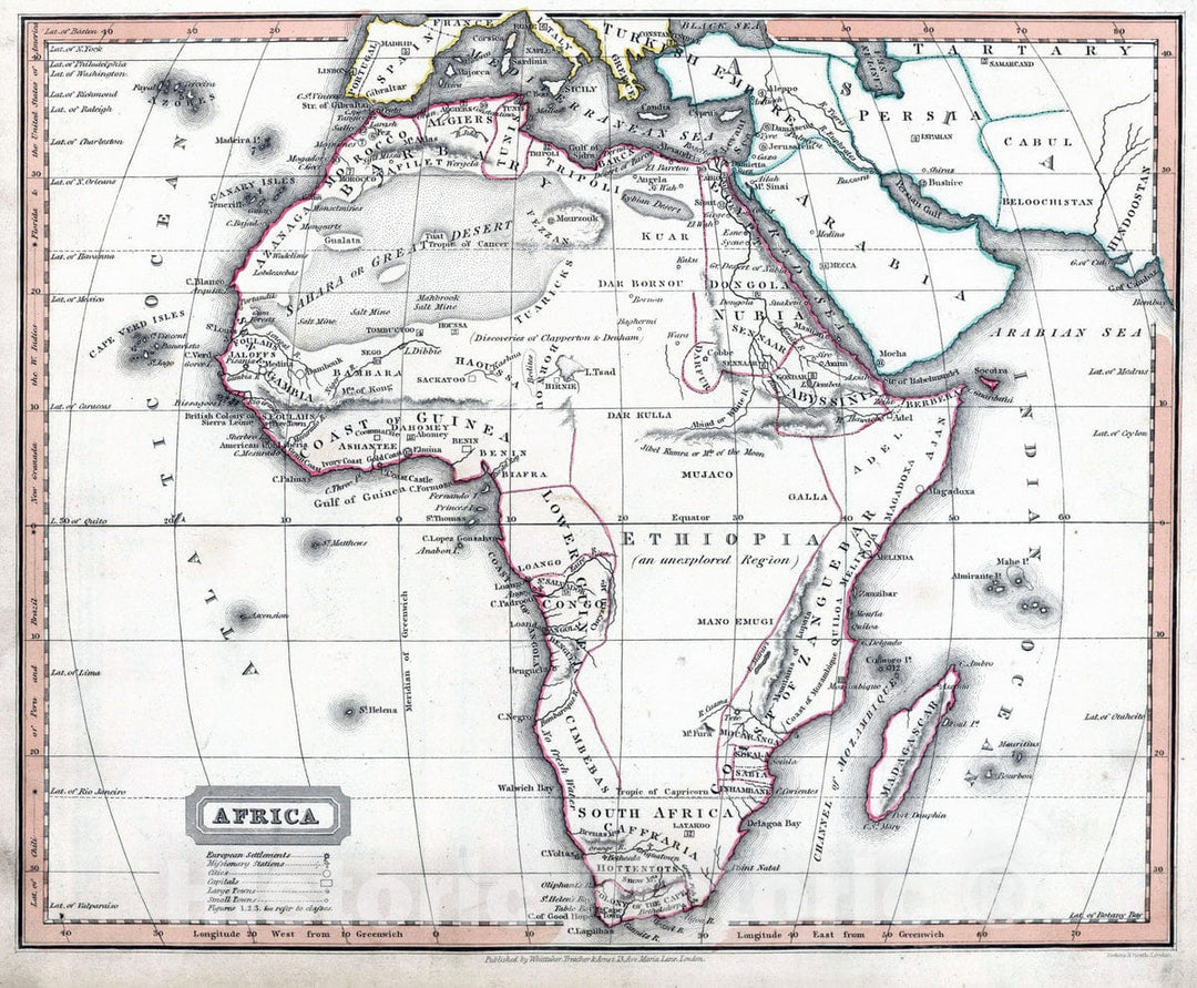 Historic Map : School Atlas - 1828 Africa - Vintage Wall Art