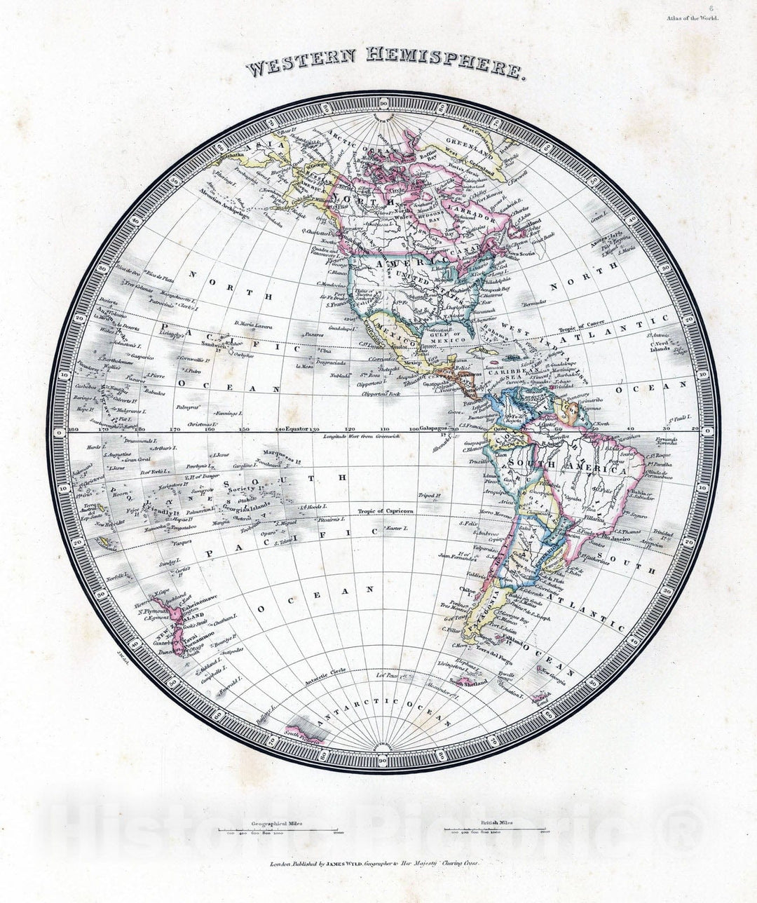 Historic Map : 1864 Western Hemisphere - Vintage Wall Art