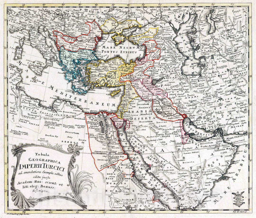 Historic Map : Turkey, 1753 Tabula Geographica Imperii Turcici , Vintage Wall Art