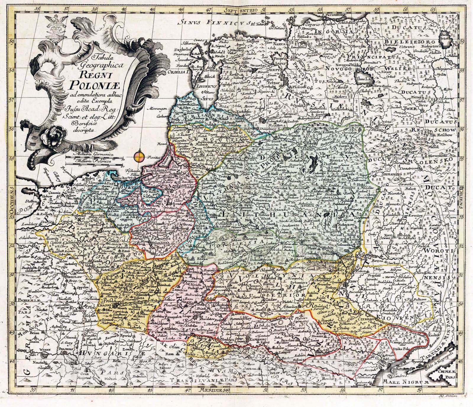 Historic Wall Map : Poland, , Europe 1753 Tabula Geographica Regni Poloniae , Vintage Wall Art