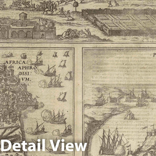 Historic Map : Tunis (Tunisia), 1575 Vol II (57) Tunes (Tunis). Africa olim Aphrodisium (Mahdia). Penon de Veles (Penon de Velez). , Vintage Wall Art