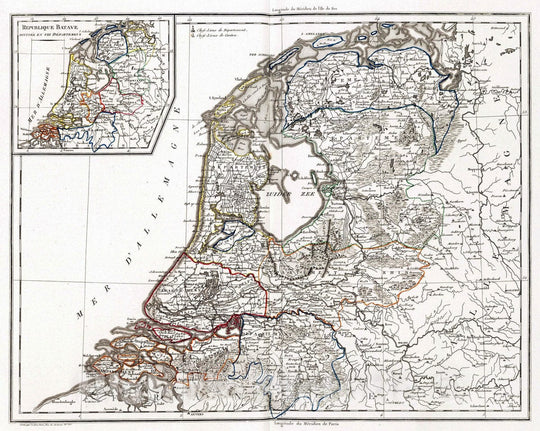 Historic Map : Netherlands, Batavian Republic 1804 XII. Republique Batave. , Vintage Wall Art