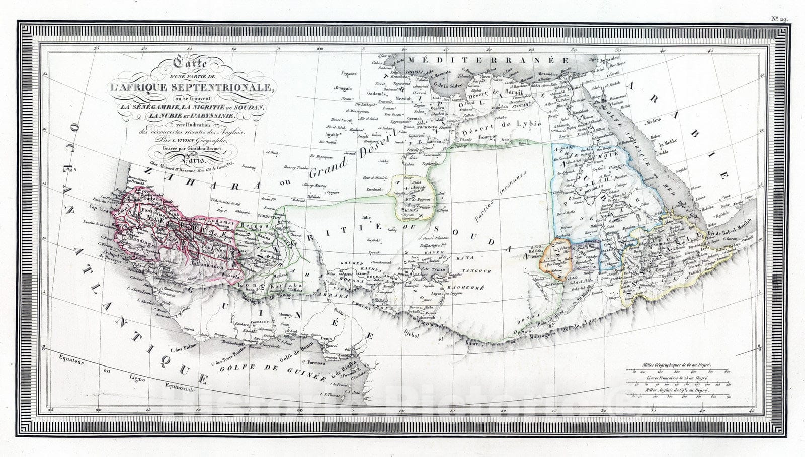 Historic Map : Nigeria; Sudan, Subsaharan Africa 1826 Carte d'une Partie de L'Afrique Septentrionale. , Vintage Wall Art