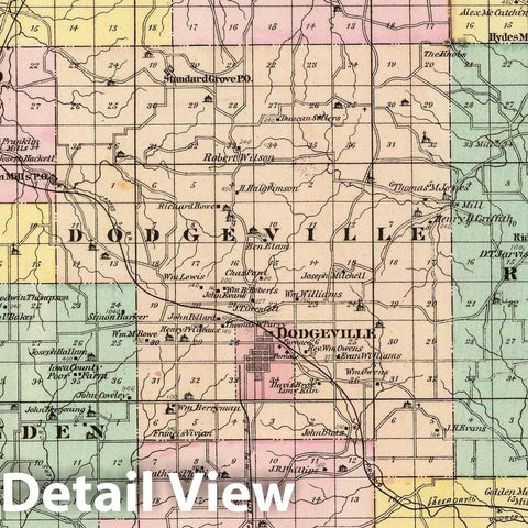 Historic Map : 1878 Map of Iowa County, State of Wisconsin. - Vintage Wall Art