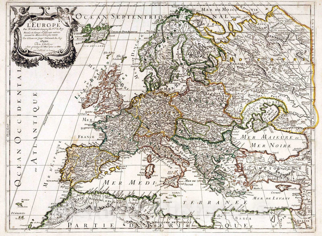 Historic Map : 1697 Europe. - Vintage Wall Art