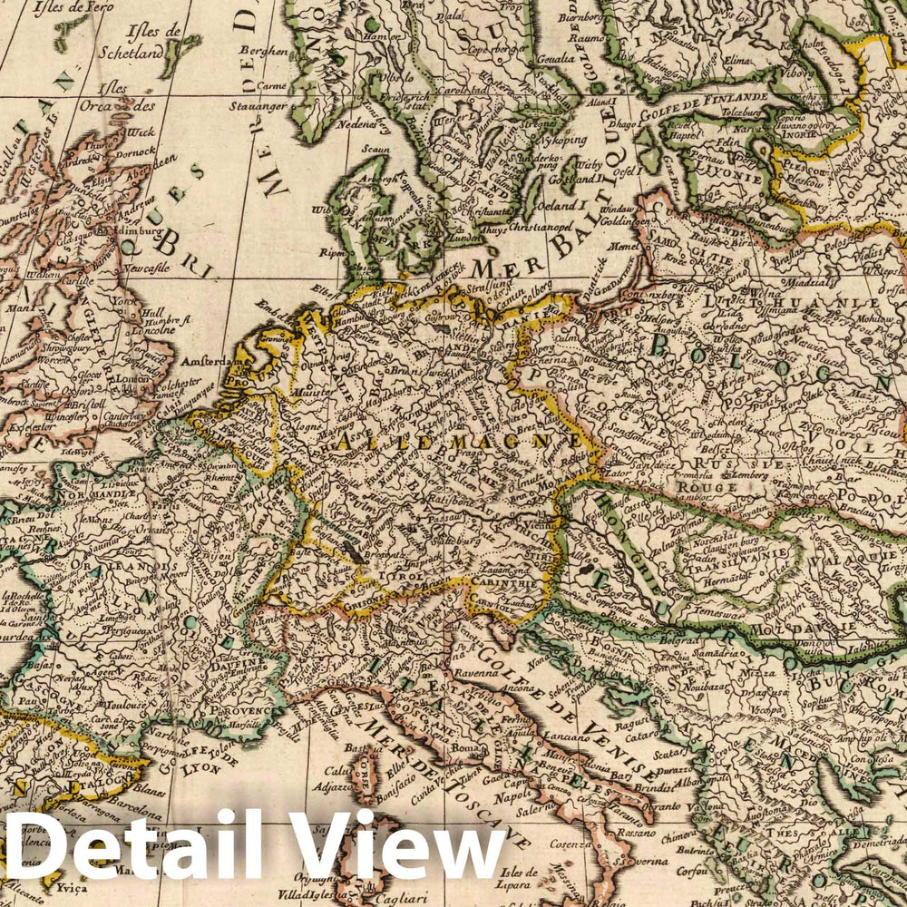 Historic Map : 1697 Europe. - Vintage Wall Art