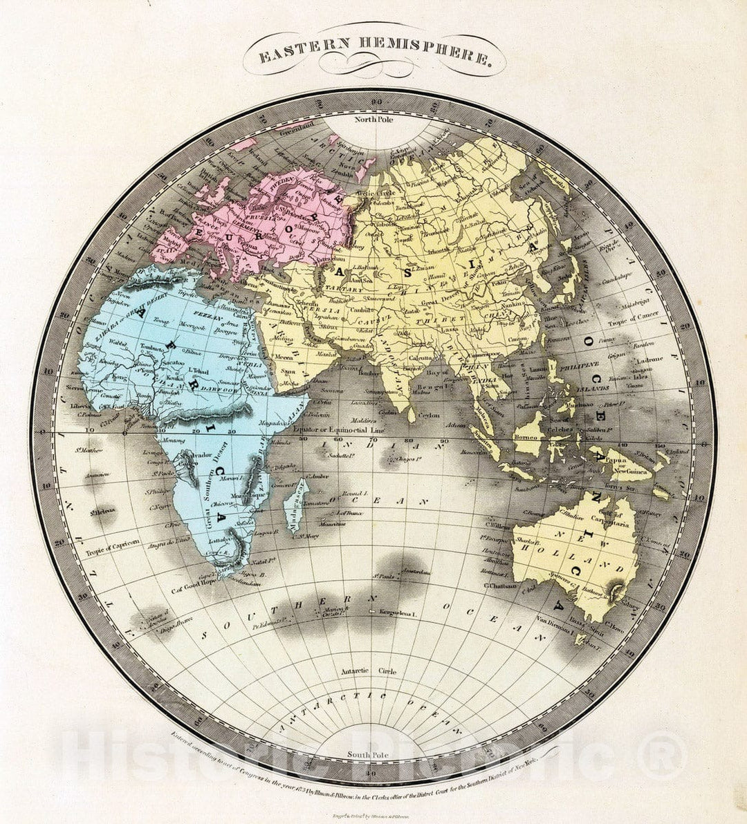 Historic Map : 1835 Eastern Hemisphere. - Vintage Wall Art