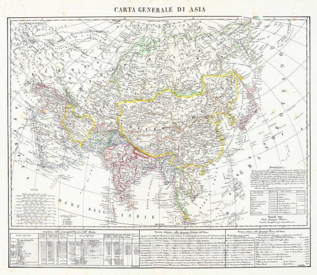 Historic Map : 1842 Carta generale di Asia. - Vintage Wall Art