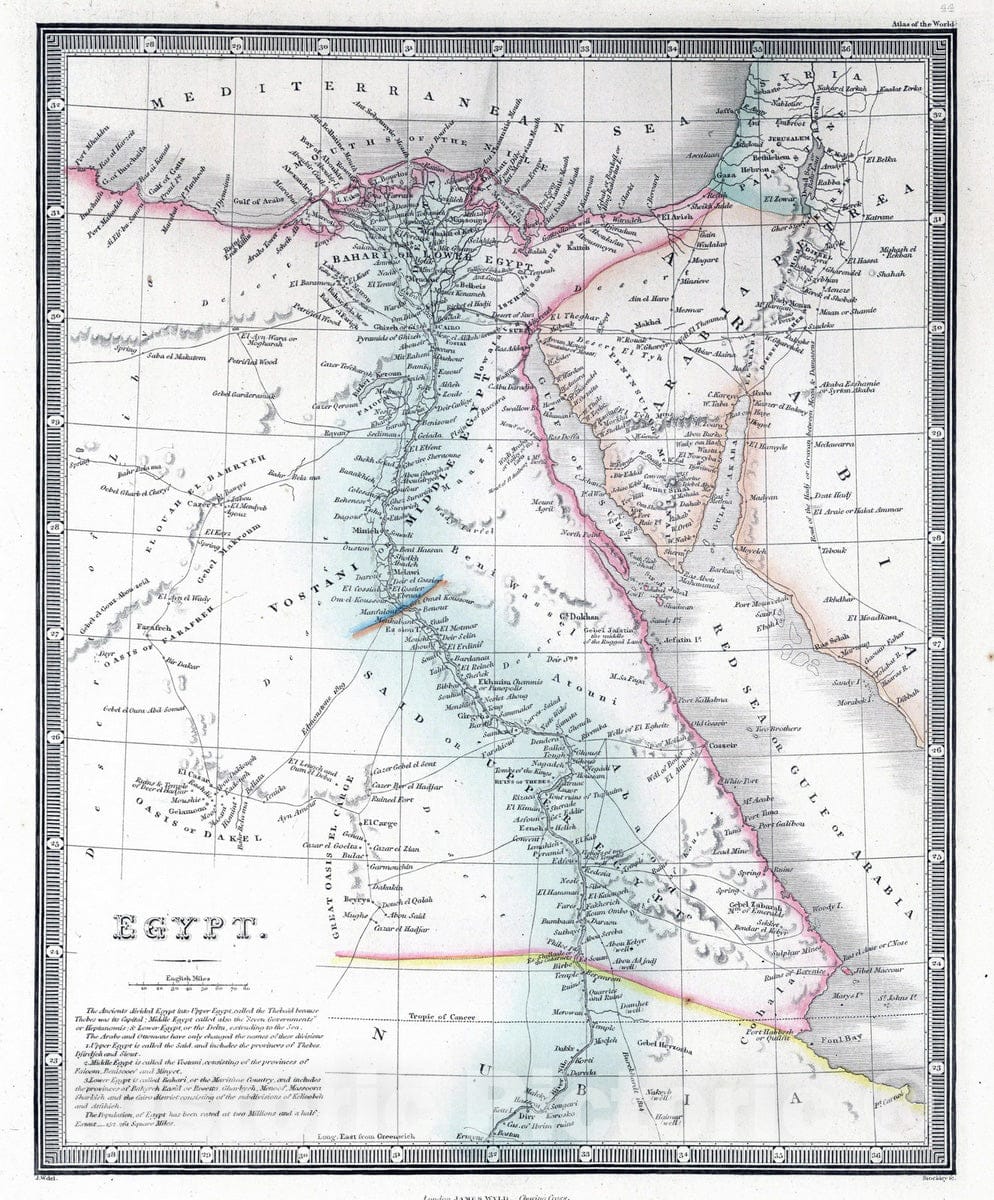 Historic Map : 1864 Egypt - Vintage Wall Art