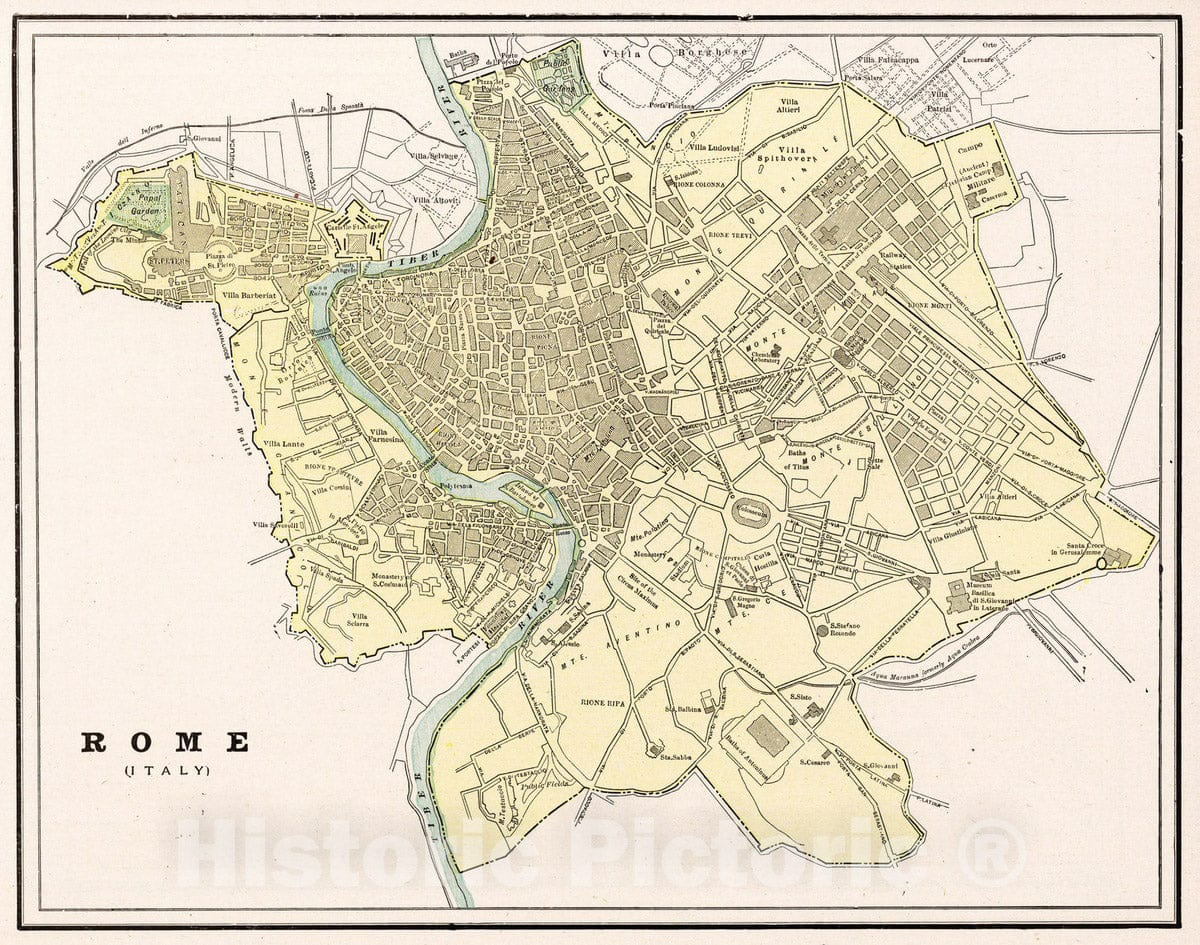 Historic Map : 1901 Rome, Italy - Vintage Wall Art