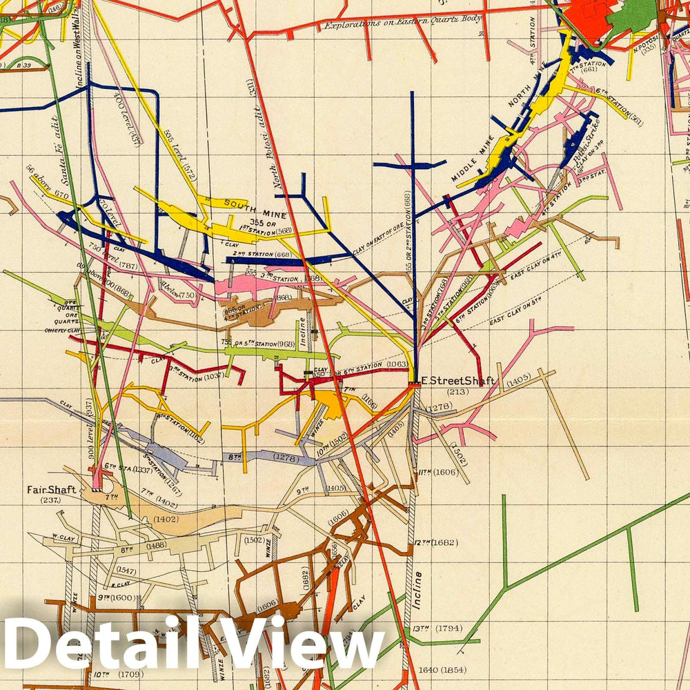 Historic Map : Geologic Atlas - 1882 Comstock Mine Maps. Number IV. - Vintage Wall Art