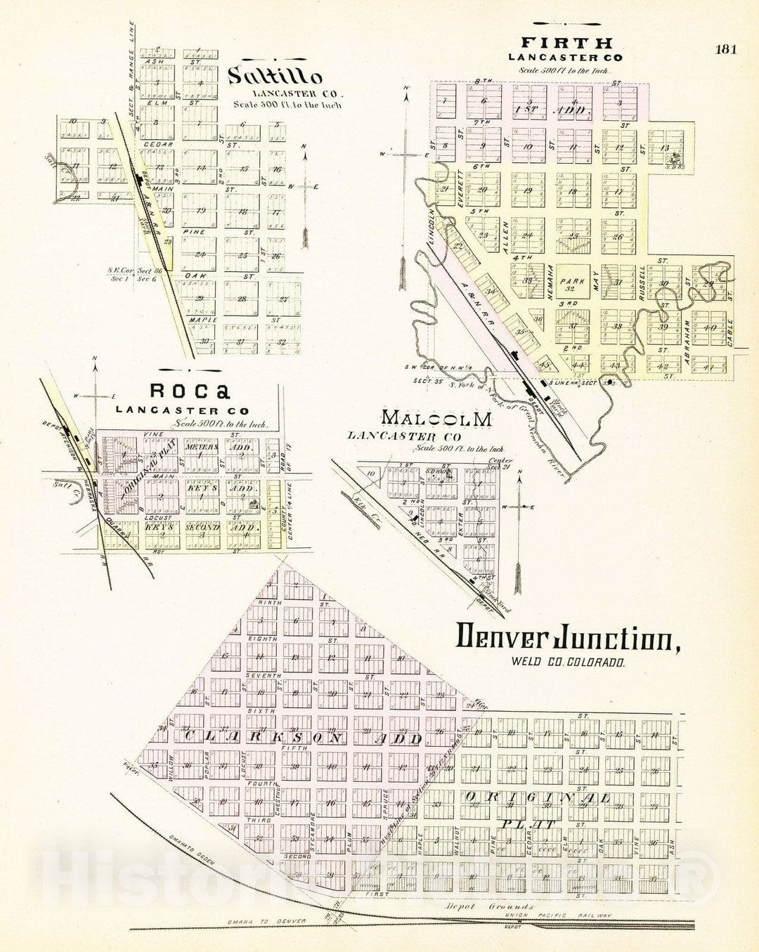 Historic Map : 1885 Denver Junction. - Vintage Wall Art