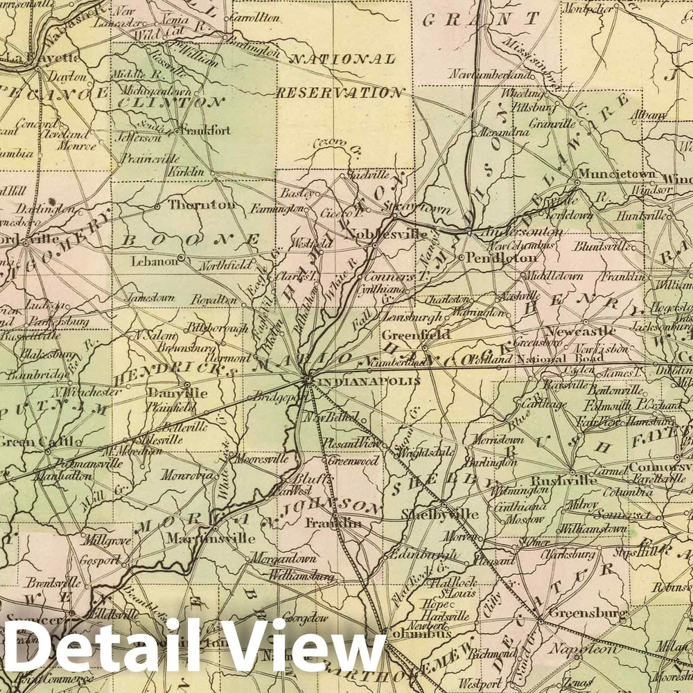 Historic Map : 1848 Indiana. v2 - Vintage Wall Art