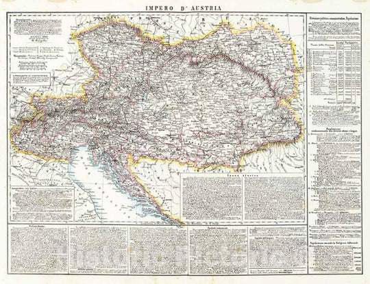 Historic Map : Austria; Hungary, Europe, Central 1855 Impero d'Austria. , Vintage Wall Art