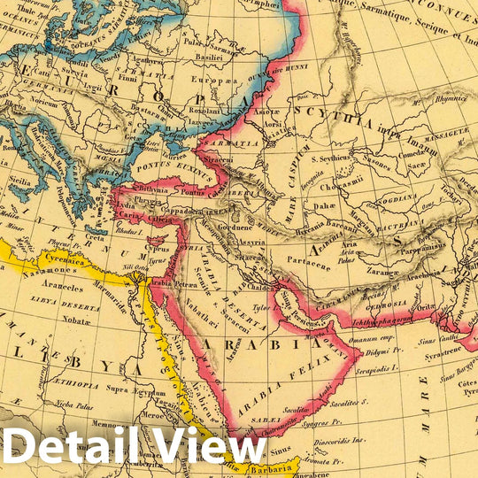 Historic Map : Greece; India, Middle East 1837 Monde connu des anciens. , Vintage Wall Art