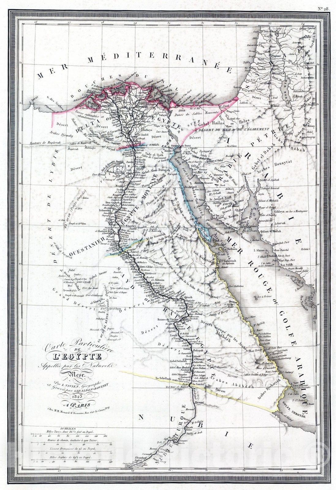 Historic Map : Egypt, 1825 Carte Particuliere de l'Egypt. , Vintage Wall Art