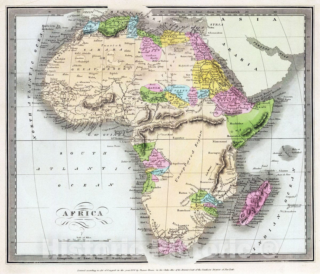 Historic Map : 1835 Africa : Vintage Wall Art