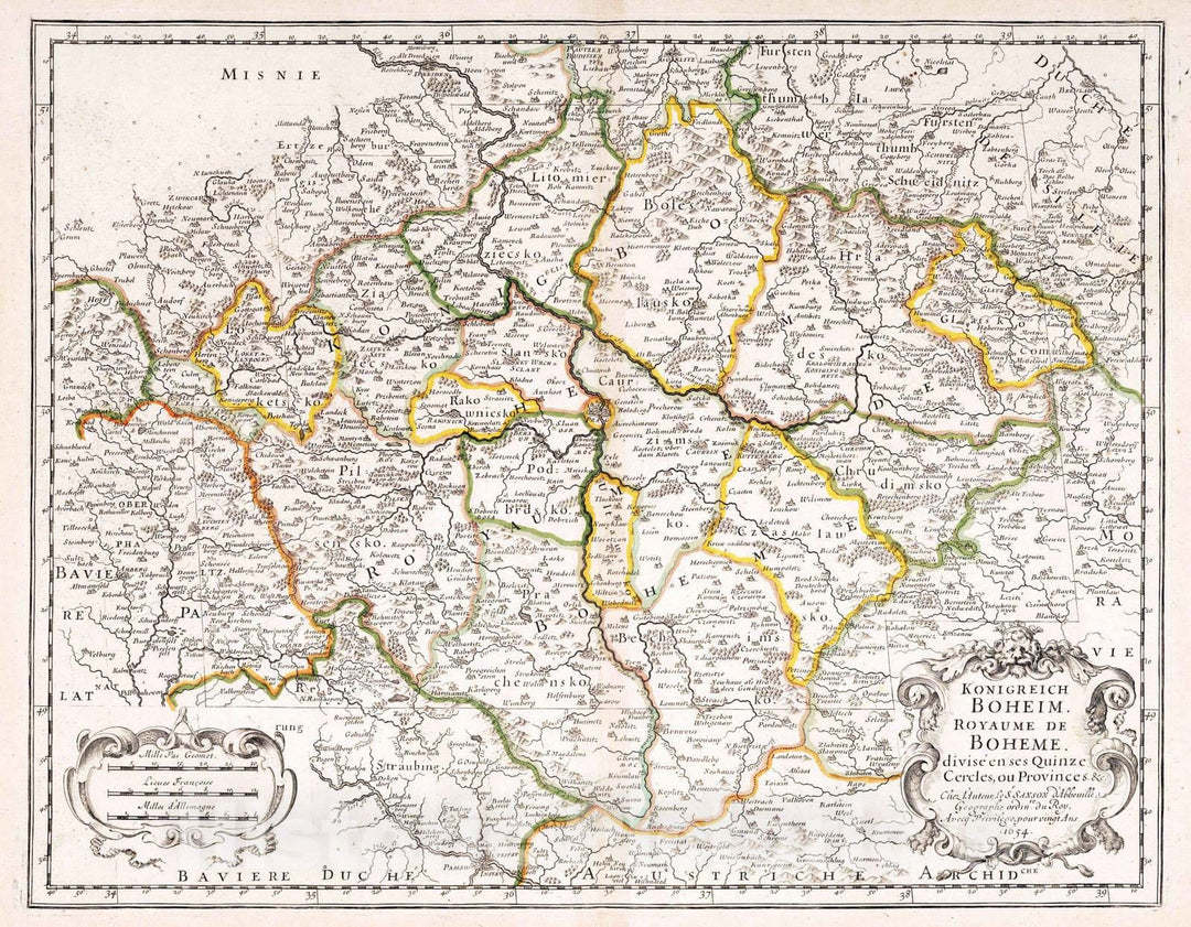 Historic Map : 1654 Kingdom of Bohemia, Czech Republic. - Vintage Wall Art