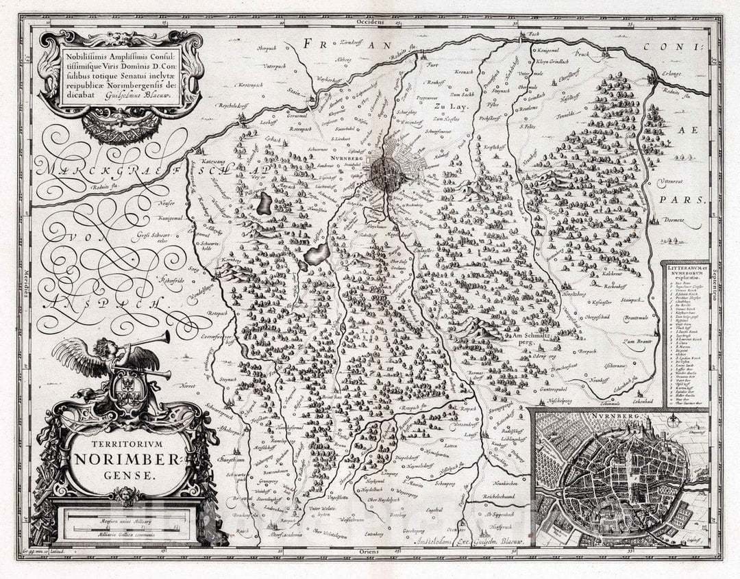 Historic Map : Nuremberg , Germany 1630 Territorium Norimbergense. , Vintage Wall Art