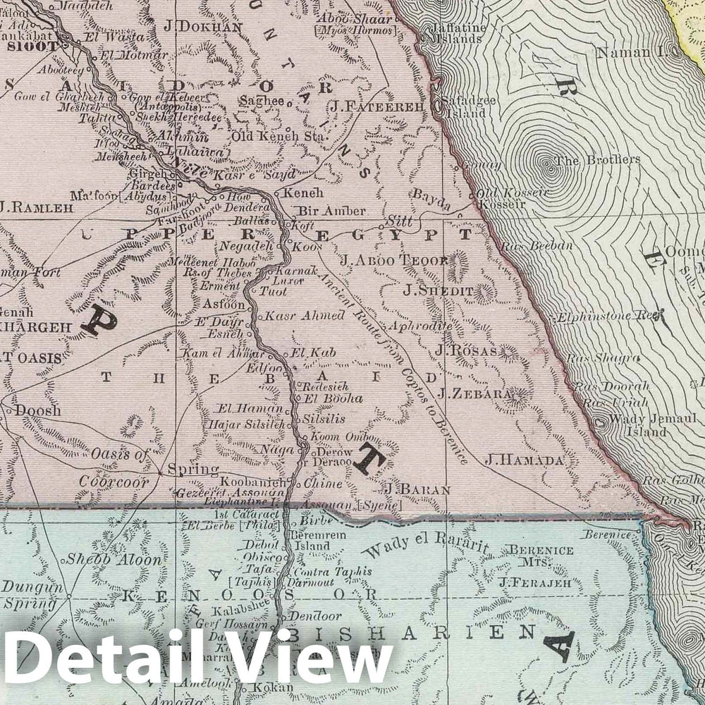 Historic Map : National Atlas - 1889 Egypt, Arabia Petraea, and Lower Nubia. - Vintage Wall Art