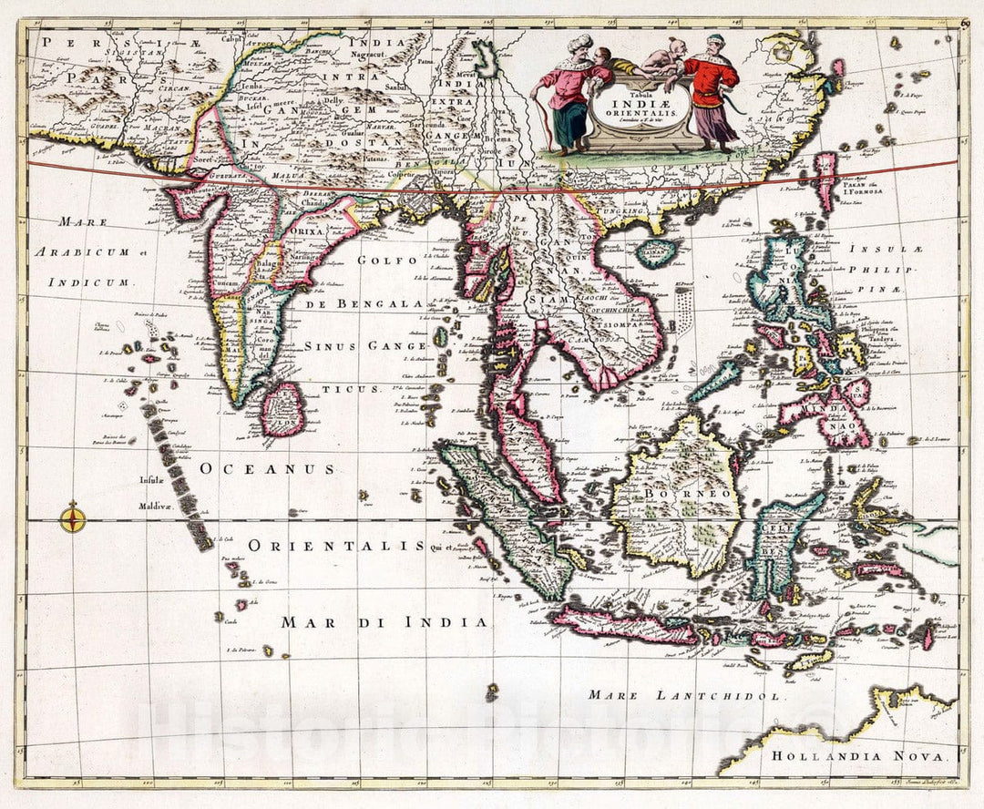 Historic Map : South Asia 1682 Tabula Indiae Orientalis. , Vintage Wall Art