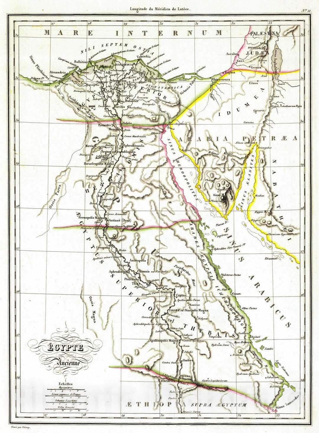 Historic Map : Egypt, Near East 1837 Egypte Ancienne. , Vintage Wall Art