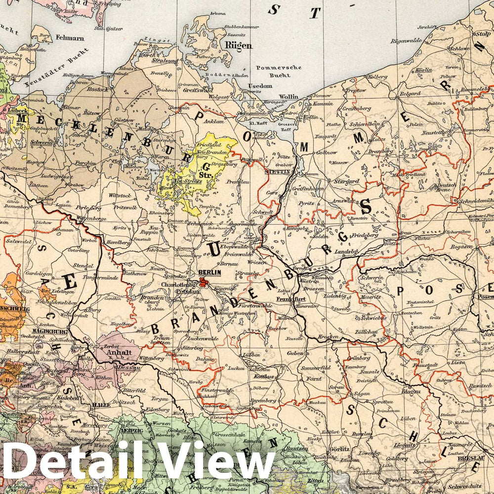 Historic Map : Germany, 1896 Norddeutsche Staaaten , Vintage Wall Art