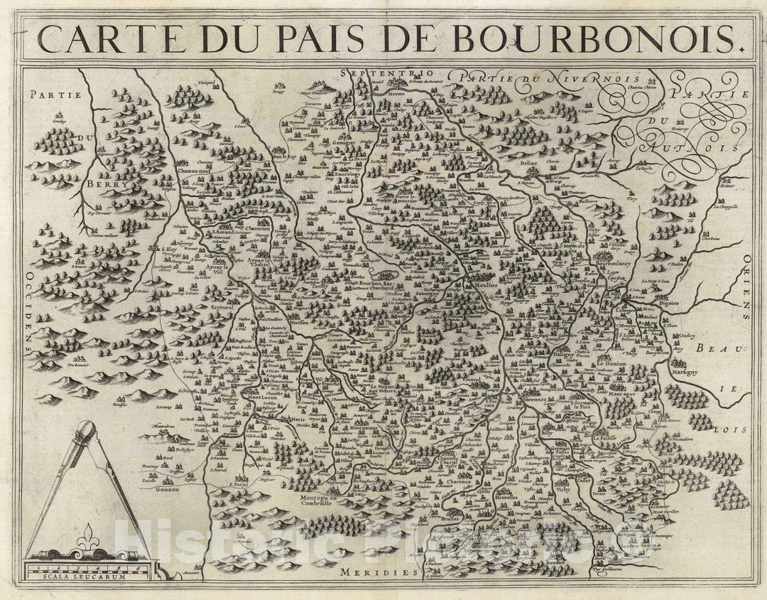 Historic Map : Bourbonnais , France 1632 Carte du Pais de Bourbonois. , Vintage Wall Art