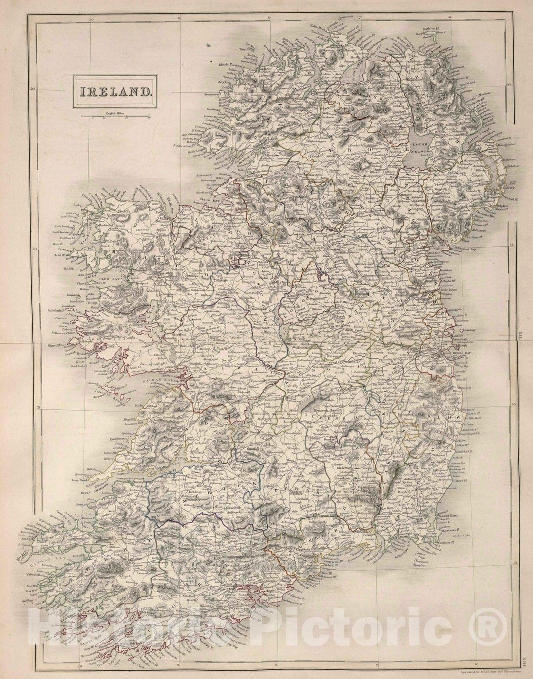 Historic Map : 1841 Ireland : Vintage Wall Art