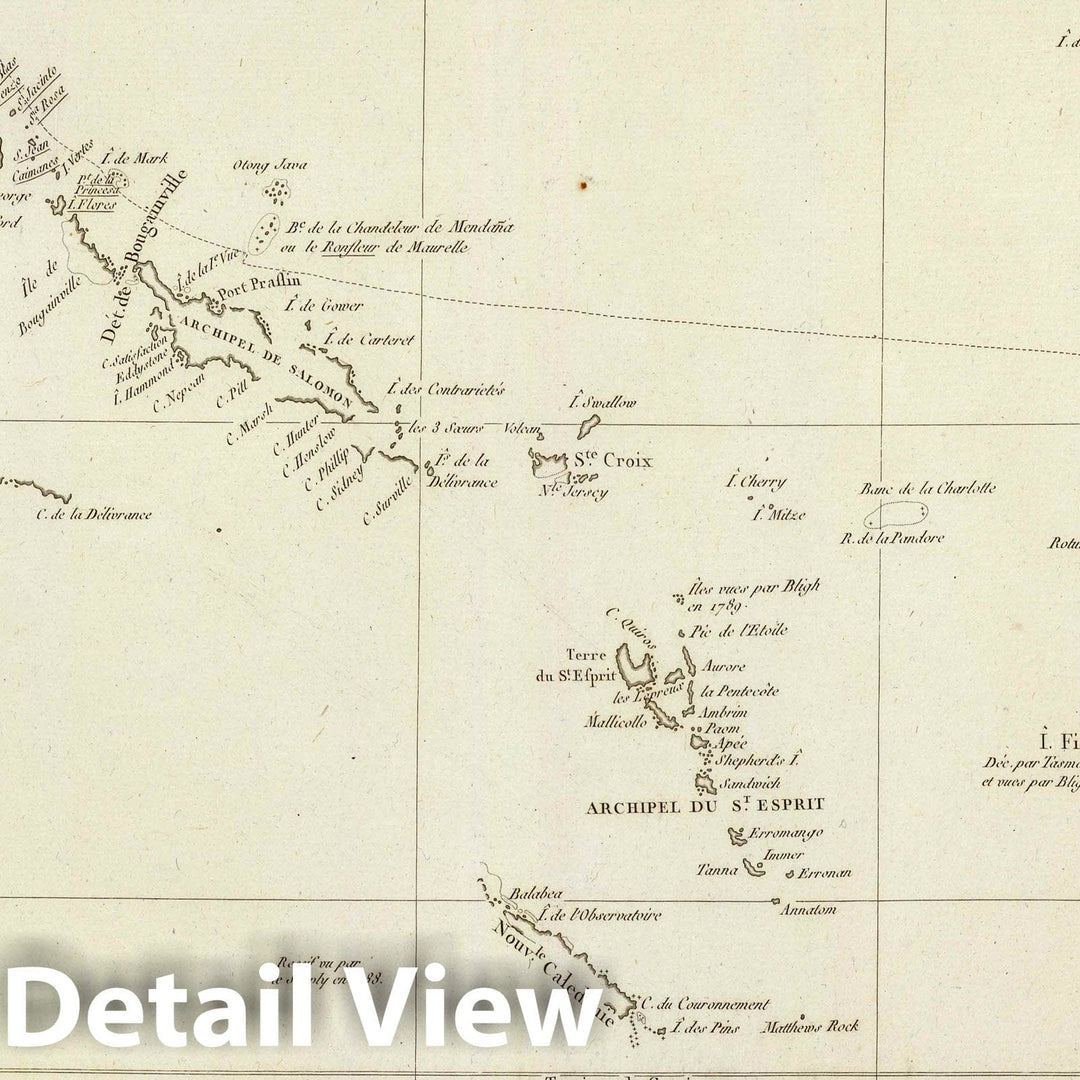 Historic Map : Chart Atlas - 1797 Grand Ocean a l'E. et SE. de la Nouvelle Guinee. - Vintage Wall Art