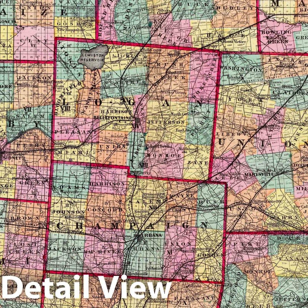 Historic Map : 1872 Auglaize, Champaign, Clarke, Darke, Delaware, Franklin, Hardin, Logan, Madison, Marion, Mercer, Miami, Morrow, Shelby and Union counties.