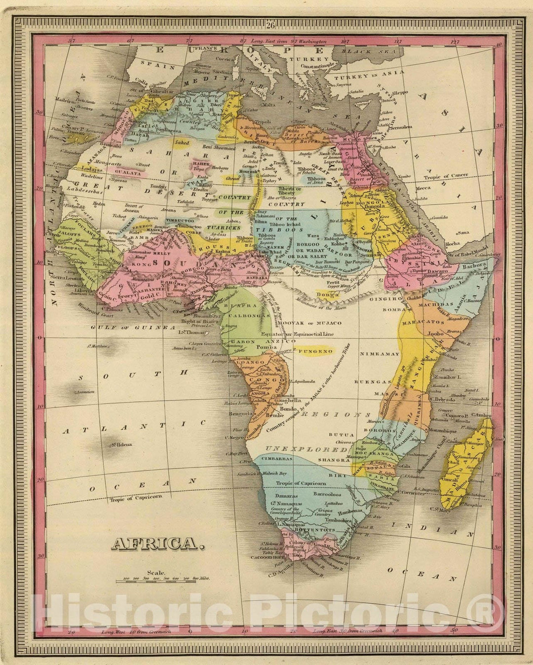 Historic Map : 1845 Africa. v1 - Vintage Wall Art