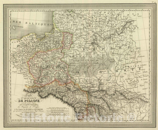 Historic Map : Lithuania; Poland, 1824 Carte de Nouve au Royaume de Polonge. , Vintage Wall Art