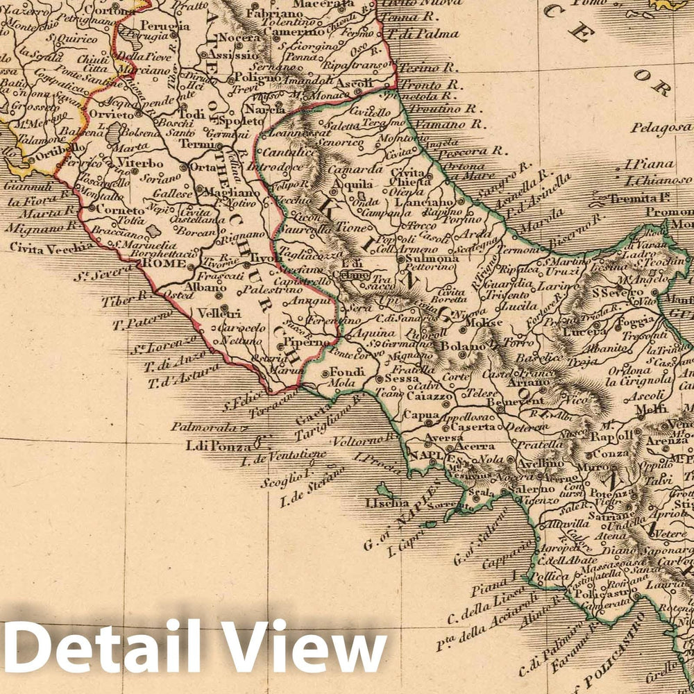 Historic Map : 1808 Italy. - Vintage Wall Art