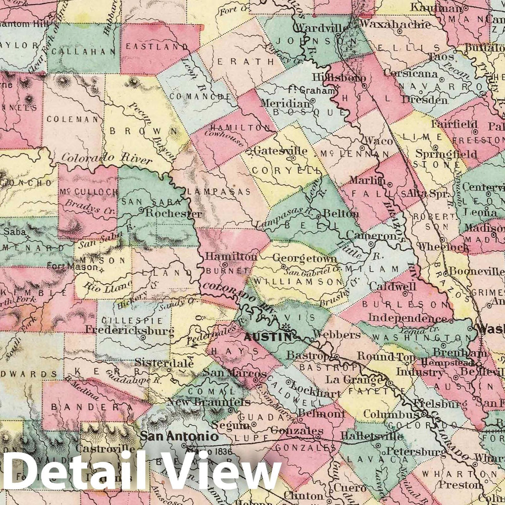 Historic Map : 1858 Texas. - Vintage Wall Art