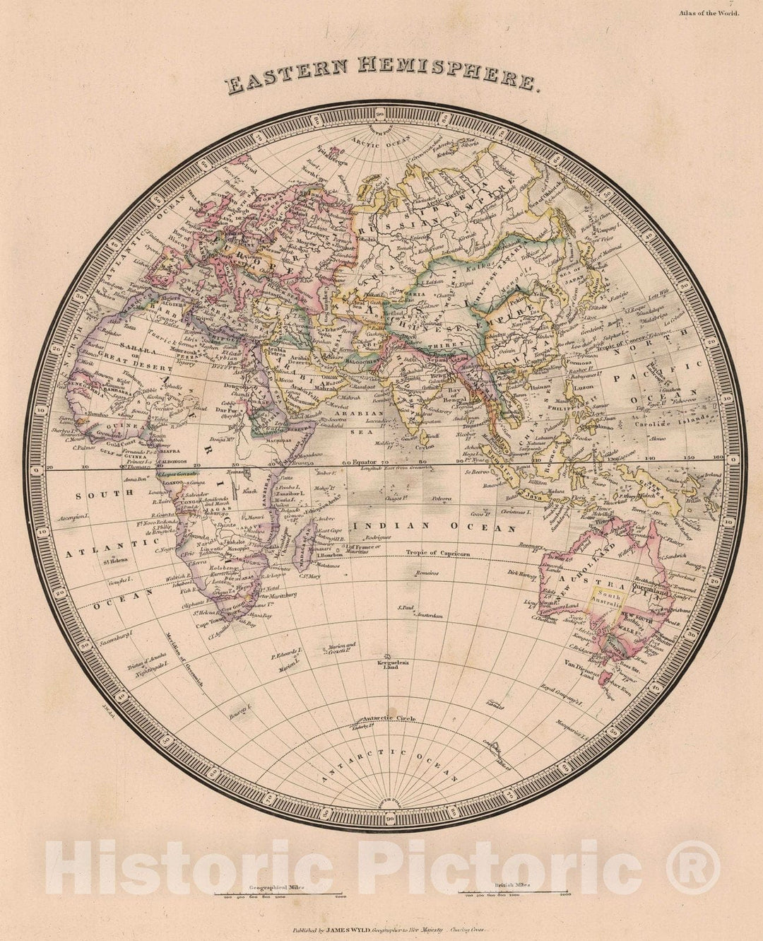 Historic Map : 1864 Eastern Hemisphere - Vintage Wall Art