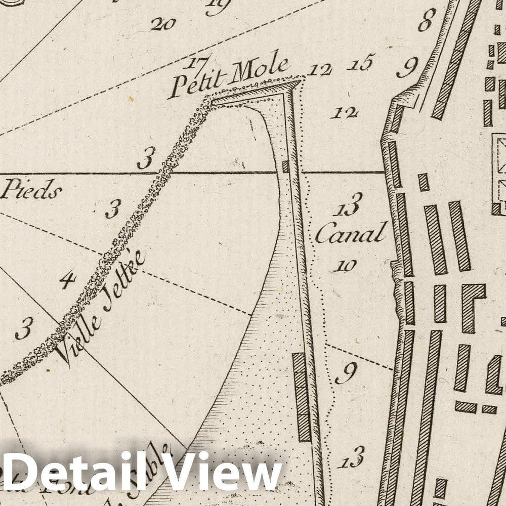 Historic Map : France , Cette France, Languedoc 1764 Port de Cette et entree du canal de Languedoc. , Vintage Wall Art