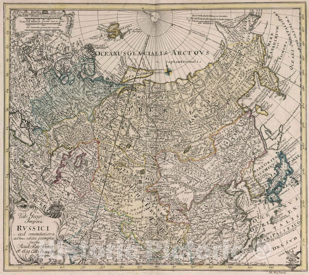 Historic Map : Russia, , Europe 1753 Tabula Geographica Imperii Russici , Vintage Wall Art