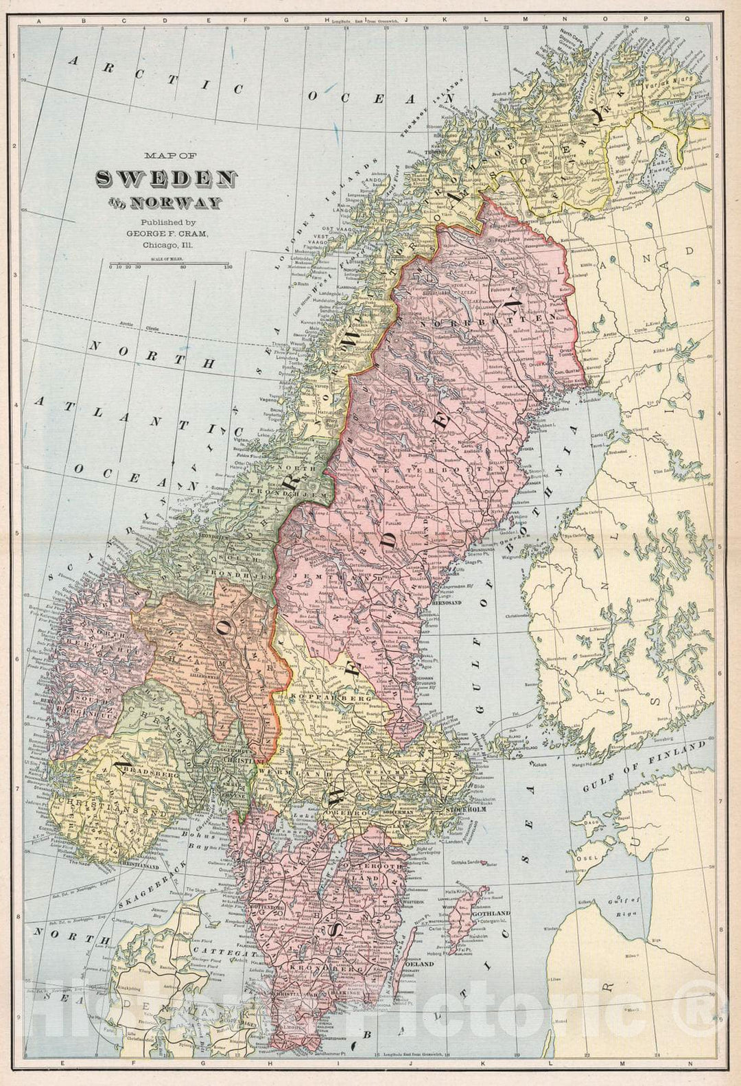 Historic Map : 1901 Sweden and Norway - Vintage Wall Art