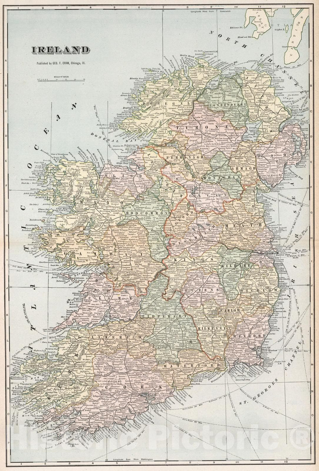 Historic Map : 1901 Ireland - Vintage Wall Art