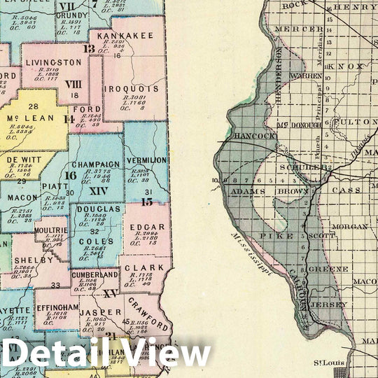 Historic Map : 1876 Political map of Illinois. Worthens geological and climate map of Illinois. - Vintage Wall Art