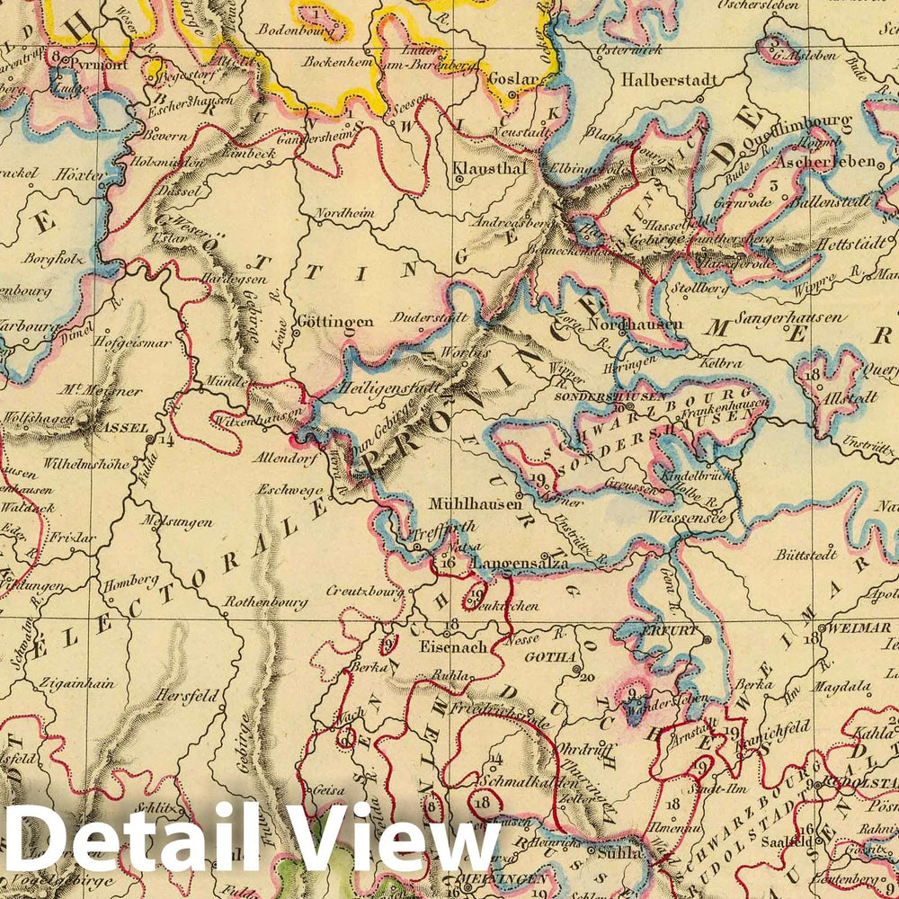 Historic Map : Germany, 1837 Allemagne Centrale. , Vintage Wall Art