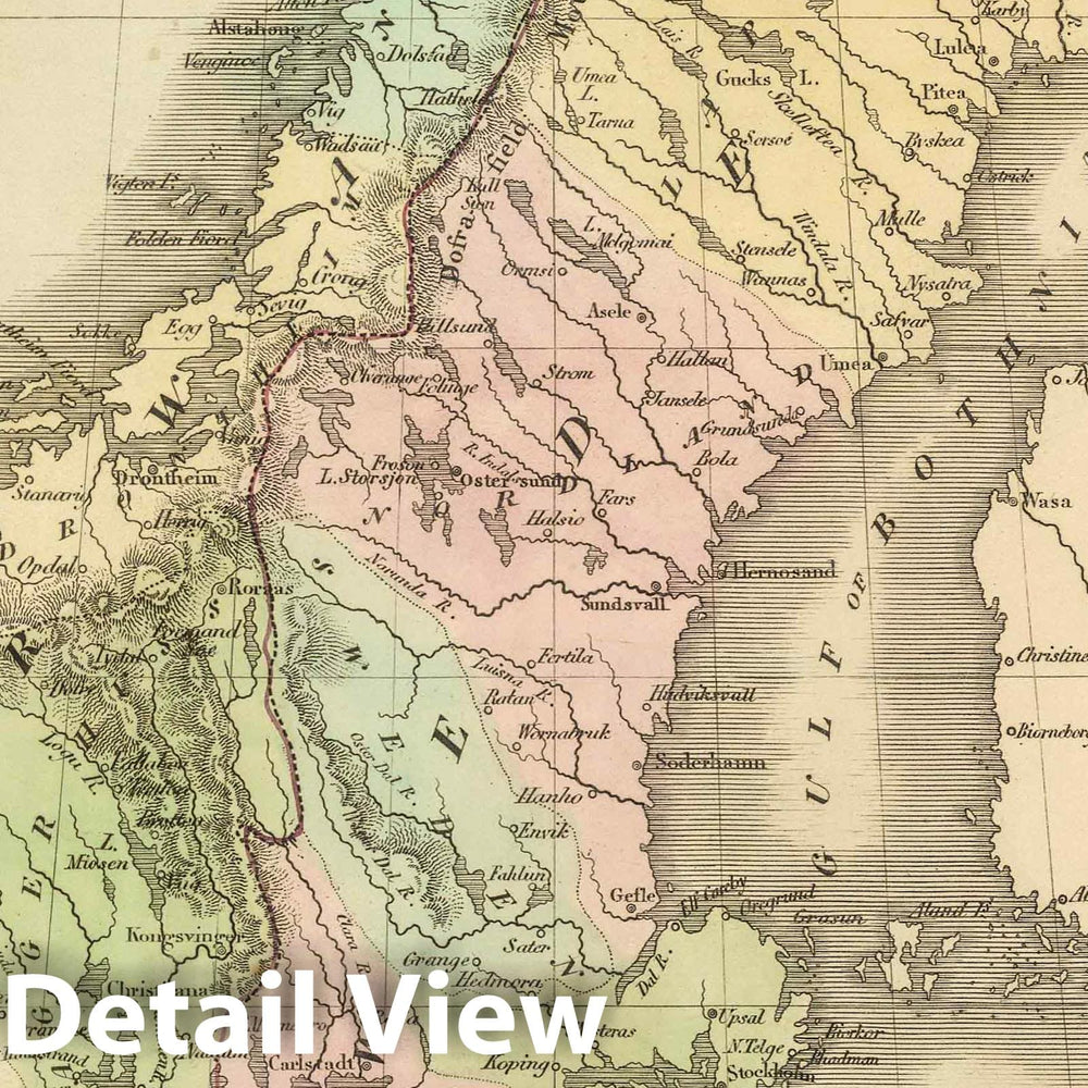 Historic Map : 1848 Denmark, Sweden & Norway. - Vintage Wall Art