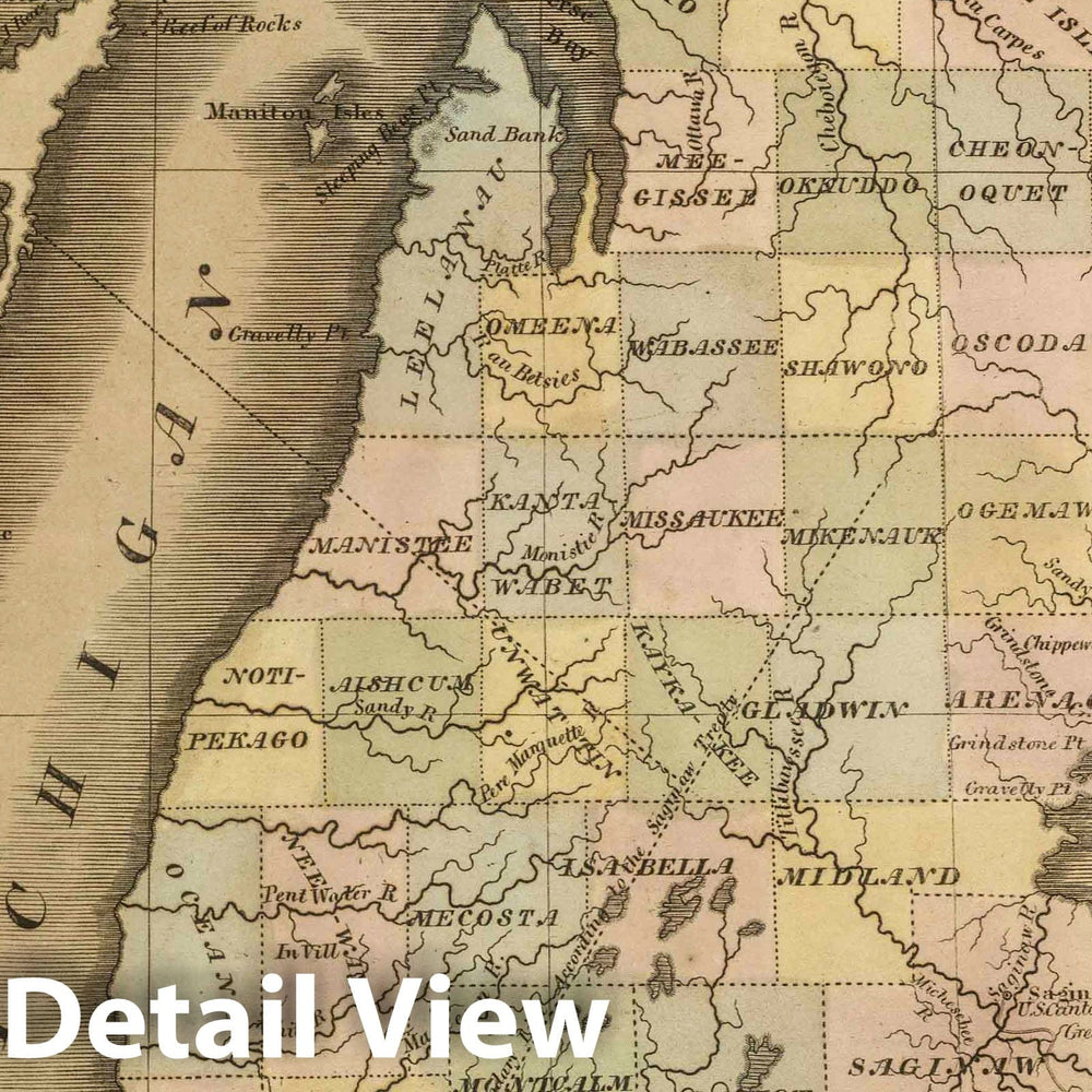 Historic Map : 1848 Michigan. v2 - Vintage Wall Art